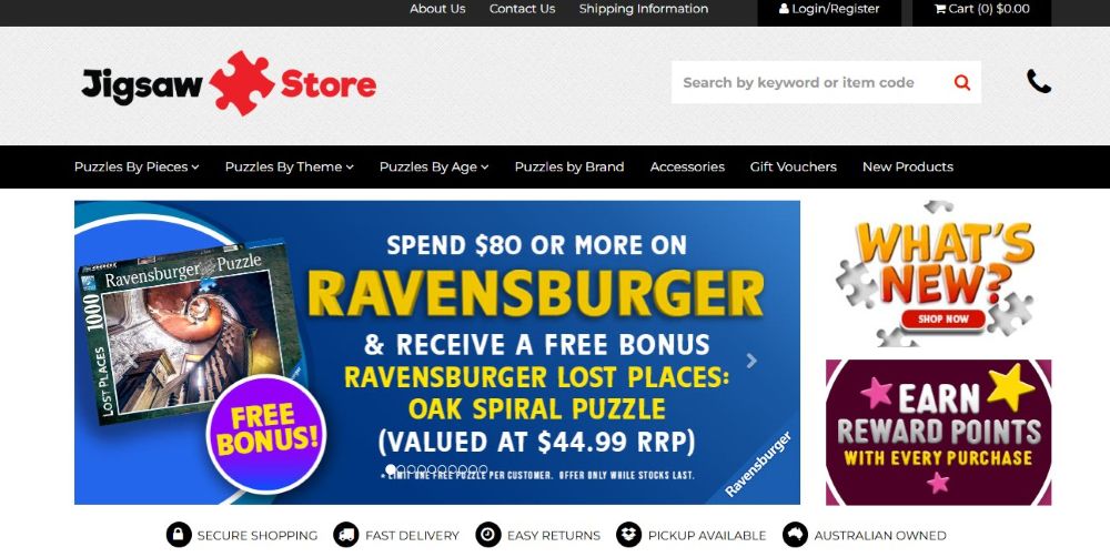 screenshot of Jigsaw store website