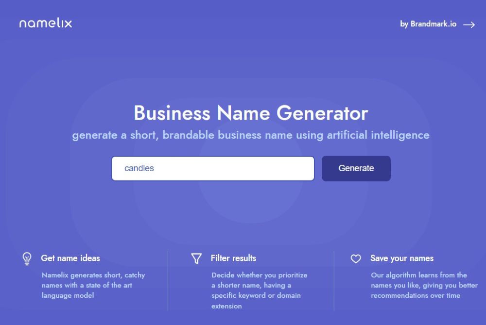 screenshot of namelix