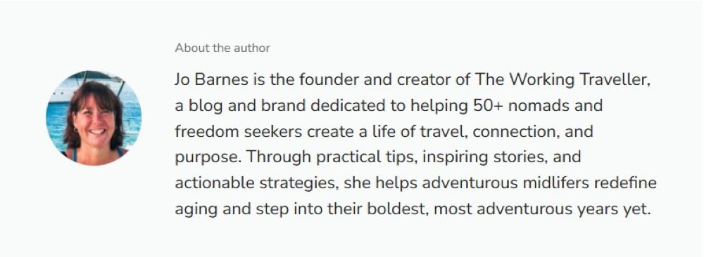 screenshot of my sample guest posting author bio