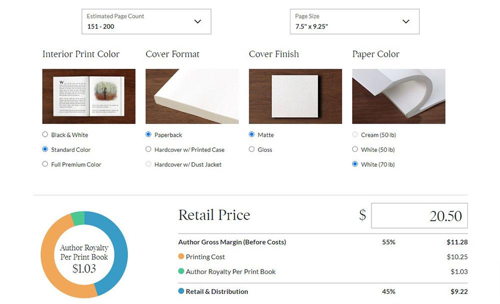 Screenshot of Barnes and noble royalty estimator