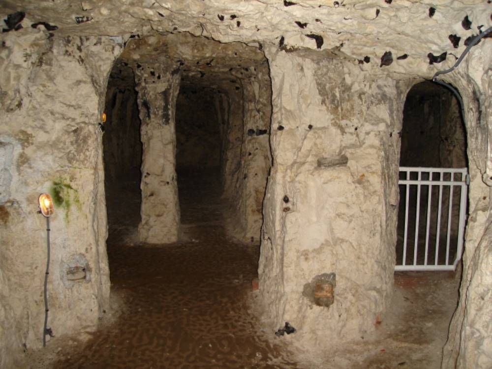underground tunnel with rock structures